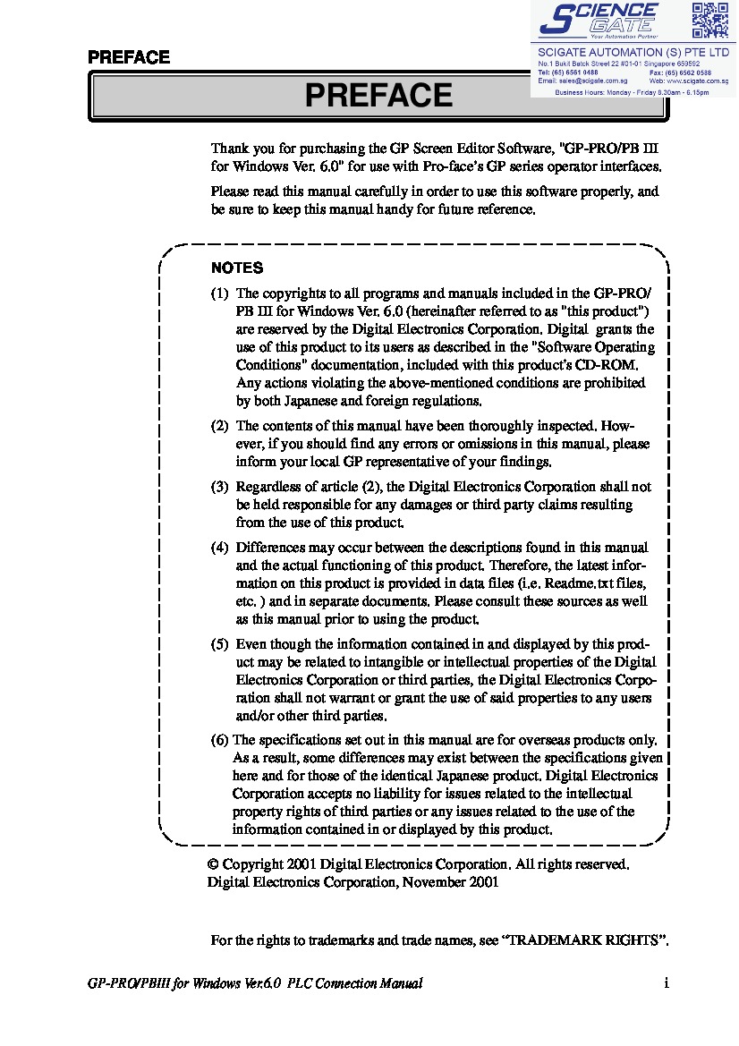 First Page Image of GP-Pro - PBIII Windows 6.0 PLC Connection Manual GP57J-SC11.pdf